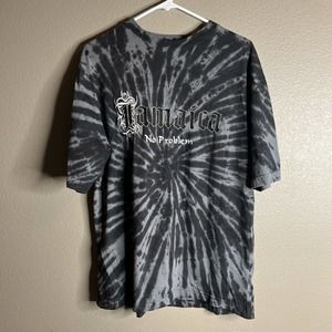 Hand Made AV Couture Tie Dye Black Jamaica “No Problem” T Shirt Size XL Unisex